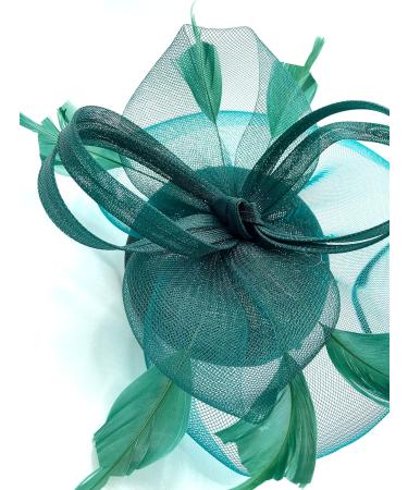 Ladies Dark Green Feather Fascinator Clip/Headband Weddings Races Royal Ascot Hair Piece - Buy Online on GoSupps.com