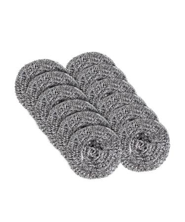 Pro-Kitchen (12 Count) 50 Gram Stainless Steel Scrubber Steel Wool Scrubber Metal Scourer for Cleaning Dishes Stoves Pots Pan Cooker Hoods Removes Tough Grime in Your Kitchen and Bathroom