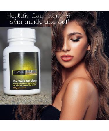 BLACKSILK Vegetarian Hair Skin & Nail Biotin Vitamins No GMOs Gluten & Effective 60 - Capsuls Biotin 2000 mcg with Calcium & Vitamin C - Buy Online on GoSupps.com