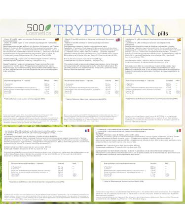 500Cosmetics Tryptophan Natural Supplement for Stress and Anxiety Improves Sleep and Fights Insomnia 100% Natural 1 Daily Use Made in EU (3) - Buy Online on GoSupps.com