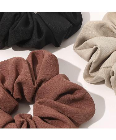 Large Scrunchies Hair Ties for Thick Hair - Jumbo Scrunchie Set for Girls & Women - No Crease Ponytail Holder - Soft Hair Accessories in Black, Brown, Beige, & Brick-Red - Buy Online on GoSupps.com
