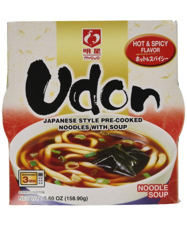 Myojo Bowl Flavored Udon Noodles, Hot and Spicy 5.60 Oz (Pack of 6)