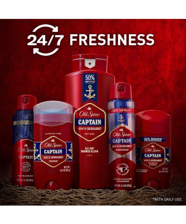 Old Spice Refreshing Body Wash for Men 3X Defense 24/7 Shower Fresh with Long Lasting Scent Red Collection Captain with Bergamot Scent 33.4 oz 33.4 Fl Oz (Pack of 1) - Buy Online on GoSupps.com