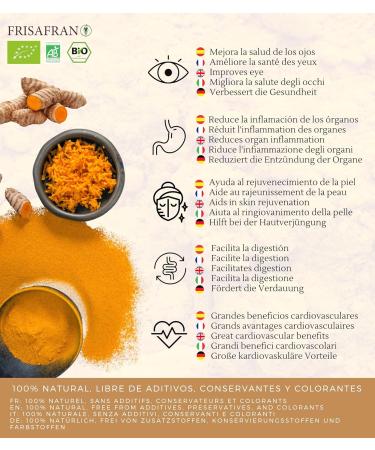 Buy Organic Turmeric Powder 500g - High Quality Turmeric Root from India | Frisafran - Golden Turmeric Spice for Health & Wellness - Buy Online on GoSupps.com