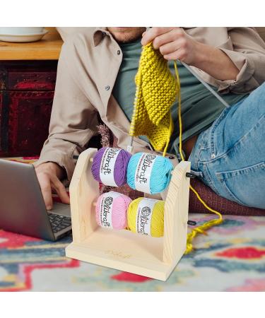 Olikraft Double Revolving Yarn Holder - Horizontal Yarn Spindle Feeder or Dispenser - Craft Supplies for Crochet and Knitting Wood - Buy Online on GoSupps.com