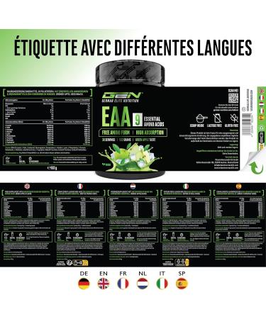  GEN GERMAN ELITE NUTRITION EAA Powder 532g (38 servings) - The 9 essential amino acids including histidine & BCAAs - Human Code Formula - Vegan - Very - Buy Online on GoSupps.com