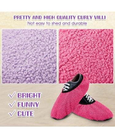 Zhanmai Women's Fuzzy Non-Slip Bowling Shoe Cover - Purple/Rose Red, Size 7-8.5 - Buy Online on GoSupps.com