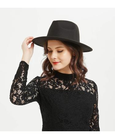 Vintage Woolen Felt Fedora Hat for Women or Men - Wide Brim Crushable Hat - Black Large - Buy Online on GoSupps.com