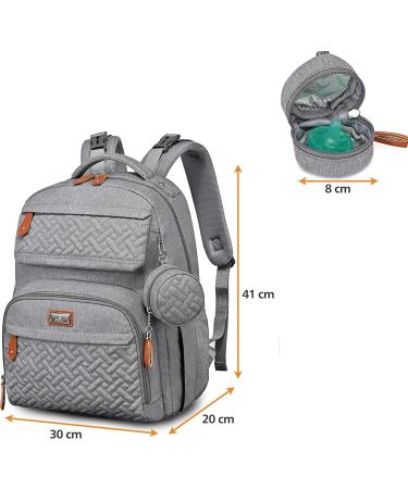 Buy BabbleRoo Large Diaper Bag Backpack - Gray with Changing Mat Pacifier Bag & Stroller Straps | Best International Shipping - Buy Online on GoSupps.com