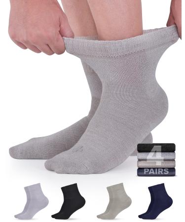 Doctor's Select Bamboo Diabetic Socks Women & Men - 4 Pairs Ankle Length Womens Diabetic Socks | Bamboo Socks Womens Large Black, Grey, Beige, Navy
