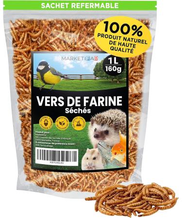 Dried Meal Worms - 160g 1L - Food for Fish Birds Turtles Hedgehogs Rodents and Reptiles - Buy Online on GoSupps.com
