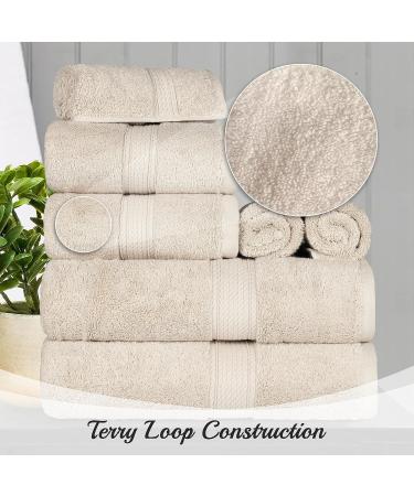 Superior 6-Piece Egyptian Cotton Towel Set | Luxurious Bath Hand & Washcloths - Spa Quality in Cream - Buy Online on GoSupps.com