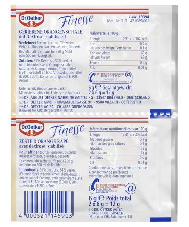 Dr.Oetker Finesse Grated Orange Peel - 3 Pack (18g) | Enhance Desserts & Cakes | Vegan Fruit Flavor - Buy Online on GoSupps.com