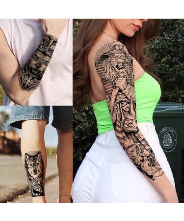24 Sheets Cool Super Large Full Arm Temporary Tattoo Sleeve for Men & Women - Flower, Eagle, Compass, Tribal Tiger - 16 Sheets Thigh Adults Tatoo - FANRUI - Buy Online on GoSupps.com