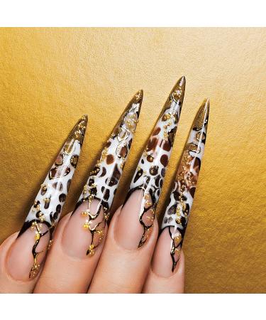 240 Extra Long Stiletto False Nails - Clear Oval Shape for Women and Girls | DIY Nail Salon Performances - Black & Transparent Color - Buy Online on GoSupps.com