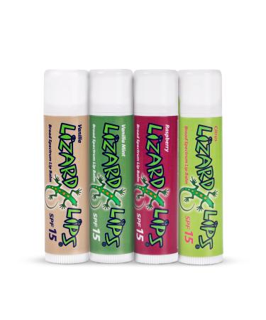 Lizard Lips SPF 15 Lip Balm (4 Flavor Variety)