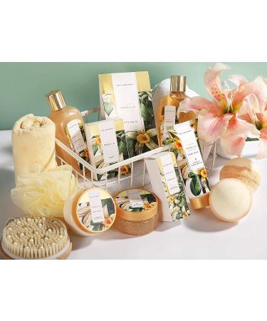 Spa Luxetique Vanilla Scent Gift Basket for Women - 15 Pcs Self Care Set with Bubble Bath, Massage Oil, Bath Salt, Bath Bombs & Tote Bag - Perfect Birthday Gift - Buy Online on GoSupps.com