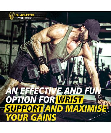 Gladiator 18-inch Weight Lifting Wrist Wraps with Thumb Loop - Athlete Approved Wrist Support for Men & Women - Ideal for Gym, Weightlifting, Crossfit, Powerlifting Training - Black - Buy Online on GoSupps.com
