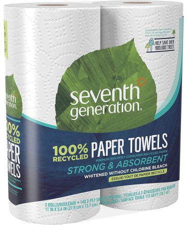 Seventh Generation Paper Towels  100% Recycled Paper  2-ply  2-Count (Pack of 12) - Buy Online on GoSupps.com