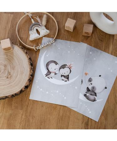 Calmondo 2 Set Children's Moon & Stars Wall Posters | Animal Pictures & Gift Ideas for Kids | Nursery & Room Decor | A4 Size | Unframed - Buy Online on GoSupps.com