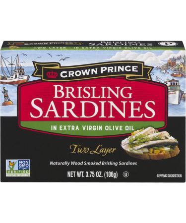 Crown Prince Two Layer Brisling Sardines in Extra Virgin Olive Oil 3.75-Ounce Cans (Pack of 12) Extra Virgin Olive Oil Two Layer - Buy Online on GoSupps.com