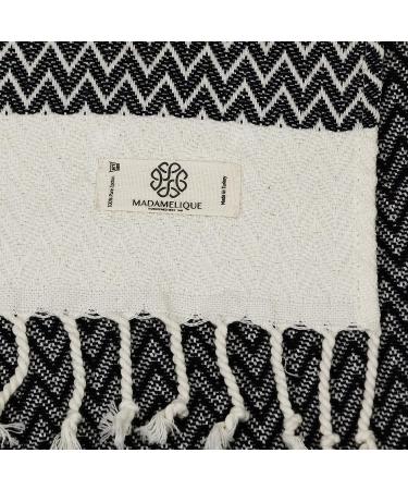 Madamelique Exclusive Hand Towels Set of 2 - 18 x 40 Inches - 100% Pure Cotton - Versatile Peshtemal Towel for Bathroom, Kitchen, and Yoga - Black - Buy Online on GoSupps.com
