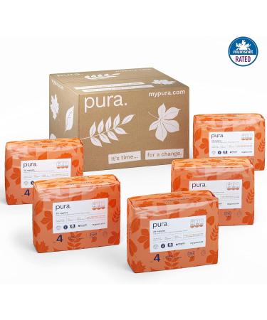 Pura Eco-Diapers Size 4 (Maxi 7-18kg) - 145 Organic Cotton Diapers EU Ecolabel 12-Hour Protection Perfect for Sensitive Skin | Monthly Box - Buy Online on GoSupps.com