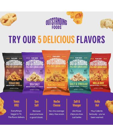 Pig Out Crunchies Texas BBQ 3.5 oz 3 Pack - Vegan, Plant Based, Gluten Free, Low Carb Kosher Snacks - Source of 20 Essential Vitamins and Minerals - Buy Online on GoSupps.com