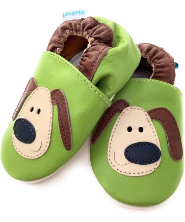 MiniFeet Premium Soft Leather Baby Shoes: Buy 4 Pairs, Get 1 Free! - Toddler Shoes 0-6 Months to 4-5 Years Green Dog - Buy Online on GoSupps.com