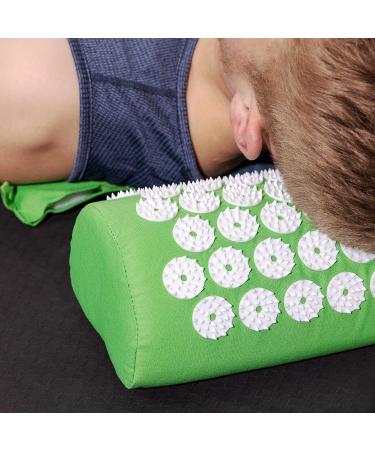 Navaris 2in1 Acupressure Massage Set - Shakti Mat & Pillow with Bag | Green White Needle Mat for Relaxation & Pain Relief - International Shipping Available - Buy Online on GoSupps.com