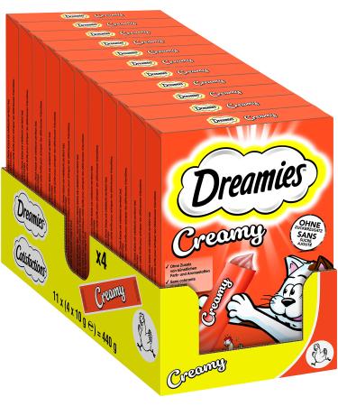 Dreamies Katzeneckerlis Creamy snacks with chicken - delicious creamy taste - 44 portion bag (11 x 4 x 10g) chicken 40 g (11 Pack)