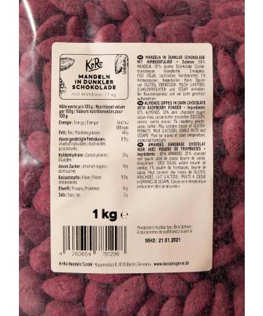 KoRo - Chocolate almonds freeze-dried raspberry powder 1 kg - A chocolate temptation - Buy Online on GoSupps.com