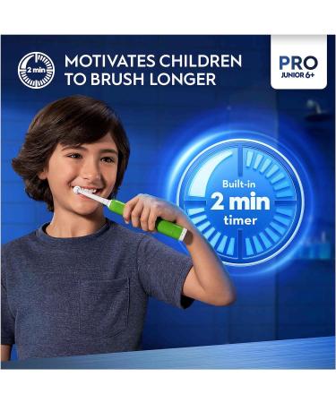 Oral-B Pro Junior Kids Electric Toothbrush | 3 Modes, Sensitive Mode | Christmas Gift for Kids | Ages 6+ | 2 Pin UK Plug | Green - Buy Online on GoSupps.com