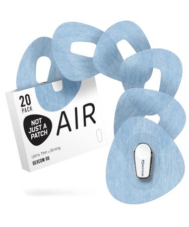 Not Just A Patch Air (20 Pack) - CGM Dexcom G6 Adhesive Patches with Hole -Thin Strong and Light 14 Day Adhesion Durable Skin Grip Dexcom Patches G6 Sensor Protectors in Blue