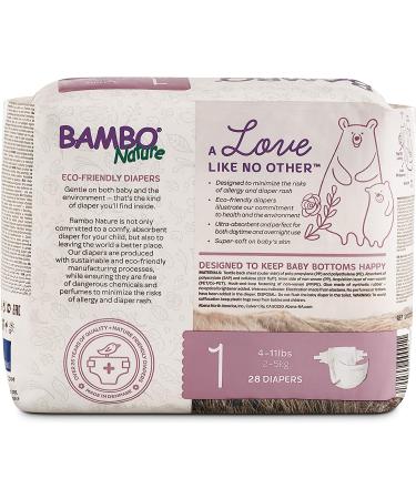 Bambo Nature Premium Baby Diapers  Size 1 (4-11 Lbs)  28 Count  Multi-Colored Size 1 (28 Count) - Buy Online on GoSupps.com