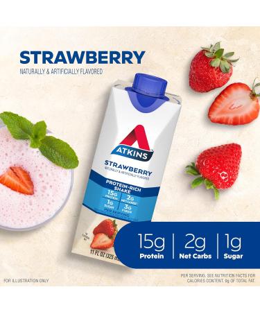 Atkins Strawberry Protein Shake 15g Protein Low Glycemic 2g Net Carb 1g Sugar 12ct & Milk Chocolate Delight Protein Shake 15g Protein Low Glycemic 2g Net Carb 1g Sugar - Buy Online on GoSupps.com