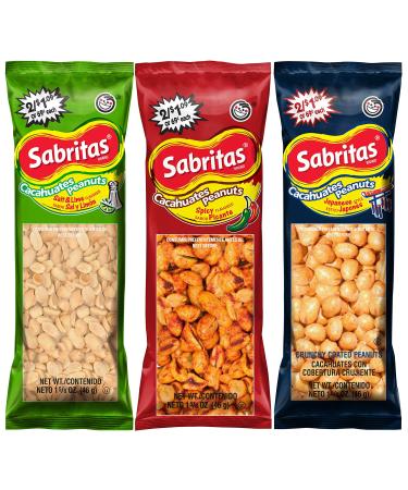 Quaker Sabritas Peanuts, 3 Flavor Variety, 1.625 Oz, Pack of 36