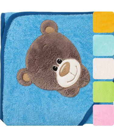 Morgenstern Hooded Towel Baby Towel Hooded Bath Towel 100x100 cm Cotton Oeko-TEX Bear Blue - Bear - Buy Online on GoSupps.com