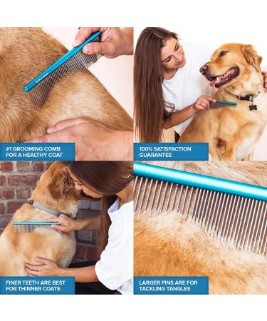 Paws Pamper Greyhound Comb for Dogs and Cats - Long Teeth, Wide Handle - Enhanced Grooming Experience - 50% Fine Pins - 1 Count - Buy Online on GoSupps.com