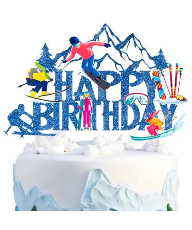 iPartyFun Skiing Theme Birthday Party Cake Topper