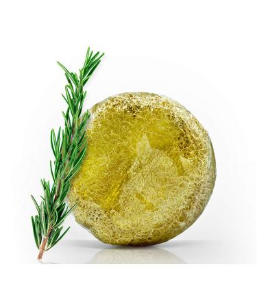 Amire Loofah Soap Rosemary - Large Exfoliating & Therapeutic Hand Made Loofa Soap Luffa Bar with Organic Essential Oils & Dead Sea Salts - 250g/8.8 oz