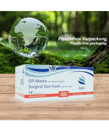 Kela OP Mask - 250x Blue Medical Masks | 100% Made in Germany | Oeko-Tex Standard | Premium MNS Type IIR Disposable Respiratory Protection - Buy Online on GoSupps.com
