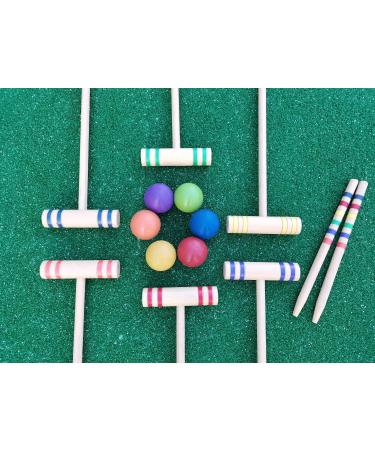 Tuahoo 28 Six-Player Croquet Set with Wooden Mallets - Outdoor Game for Adults, Families, and Kids | Giant Yard Game for Tailgate, Lawn, Backyard, and Park - Buy Online on GoSupps.com