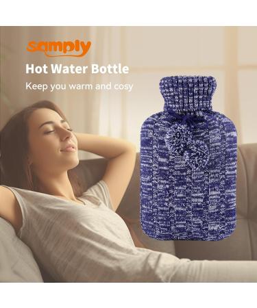 2L Samply Hot Water Bottle with Knitted Cover for Hot/Cold Therapy - Blue - Buy Online on GoSupps.com