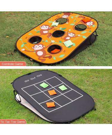Himal Collapsible Portable Cornhole Game Set with 10 Bean Bags - Double Games | Tic Tac Toe & Bounce Bean Bag Toss Game | 5 Holes Cornhole Board (3 x 2-Feet) - Buy Online on GoSupps.com