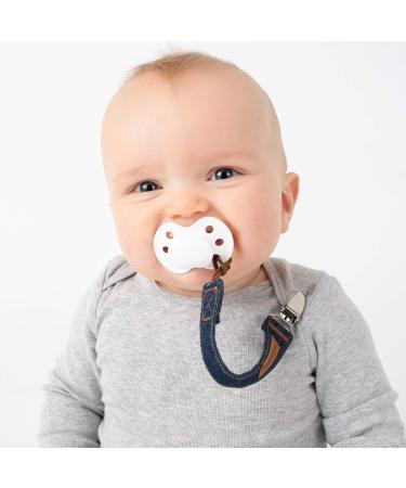 BooginHead Luxe Pacifier Holder Baby Pacifier Clips 2-Pack Cotton Denim Blue Blue Jean Baby - Buy Online on GoSupps.com