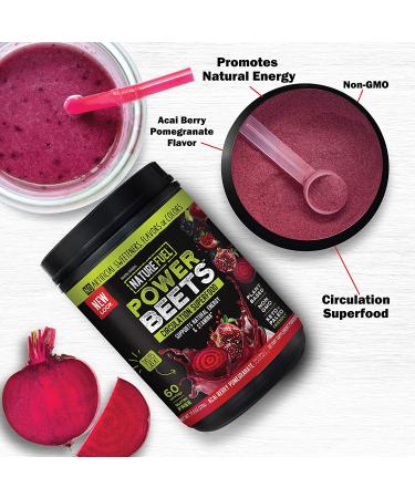 Nature Fuel Power Beets Powder with Acai Berry Pomegranate | Superfood Supplement for Circulation & Energy | Non-GMO | 60 Servings | 11.6 oz - Buy Online on GoSupps.com