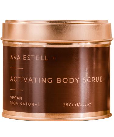 Ava Estell Activating Natural Exfoliating Body Scrub Great for Refreshed Clean & Healthy Skin - Natural Body Scrubs for Women Exfoliation to Lighten Dark Spots Stretchmarks Blemishes 250mL
