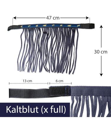 Premium Fly Mask for Horses - Fringed with Velcro Fastener | Ideal for Shetty Pony COB & Cold Blood (X-Full) - Blue - Buy Online on GoSupps.com