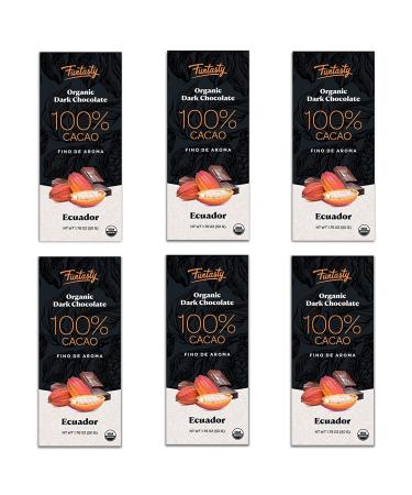 Funtasty 100% Cacao Dark Chocolate Bar - Organic, Vegan, Gluten-Free - 1.76oz (Pack of 6) - Buy Online on GoSupps.com